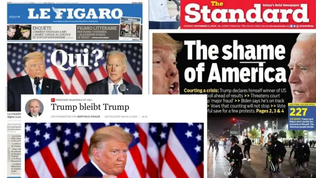 A round-up of newspaper headlines from across the world after the US election