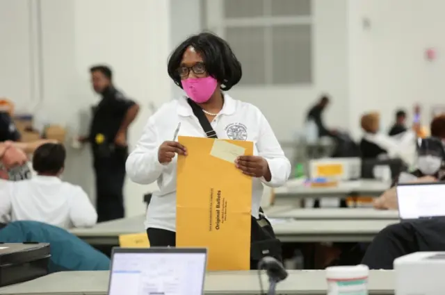 A poll worker in Michigan