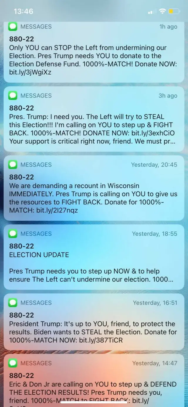 Trump campaign texts