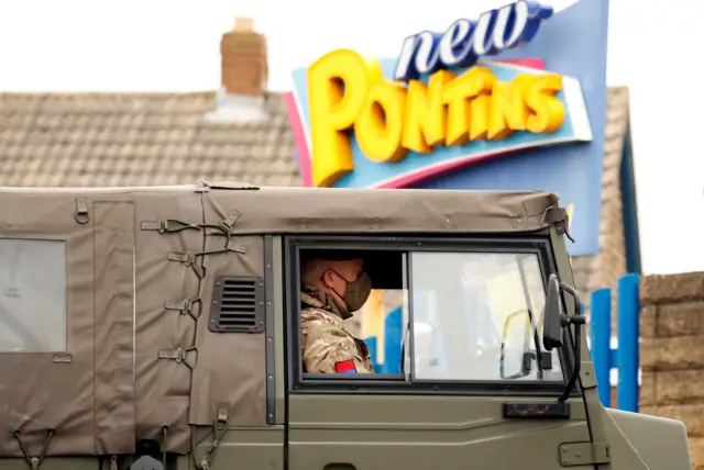 Soldiers arrive at Pontins