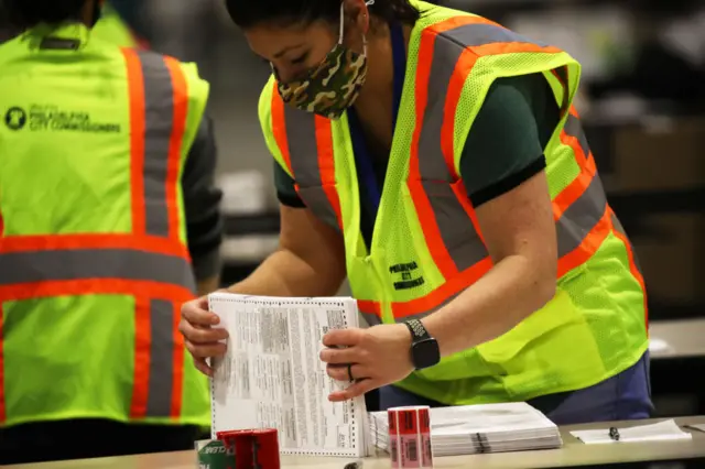 Election workers count ballots in Pennsylvania