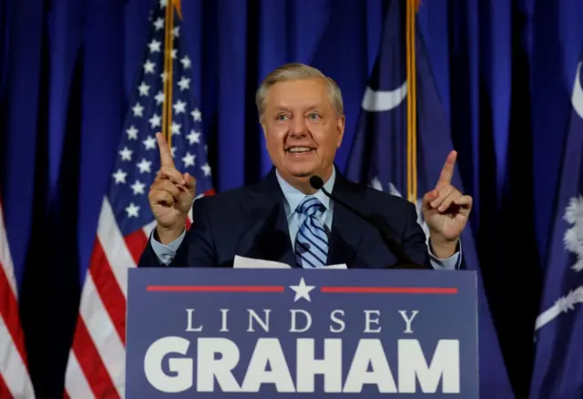 Senator Lindsey Graham speaks at his election night party in Columbia, South Carolina, 3 November 2020