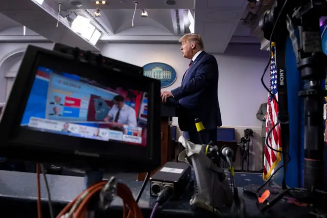 Donald Trump at the White House briefing room