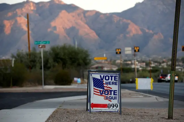 A sign to a polling station in Arizona