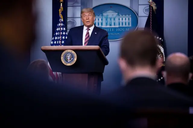 US President Donald Trump speaks in the Brady Briefing Room at the White House in Washington, DC on November 5, 2020