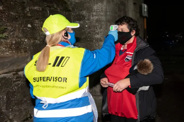 A fan is checked for a temperature
