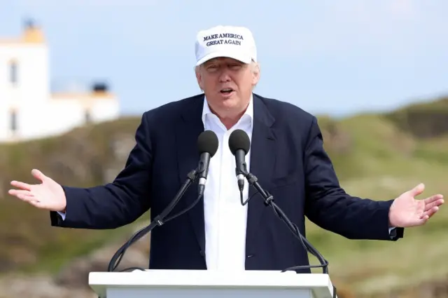 Trump at his Turnberry golf resort in 2016