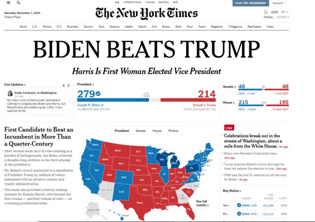 New York Times frontpage