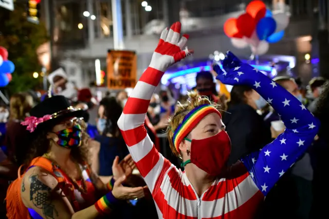 Crowds gathered on Friday in Philadelphia waiting for the results to be counted