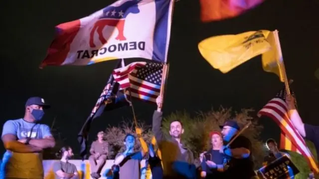 Biden supporter in Las Vegas, 6 November