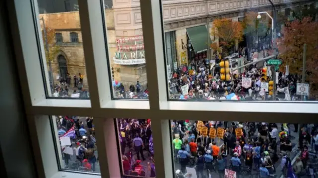 Supporters of both candidates protest in Philadelphia