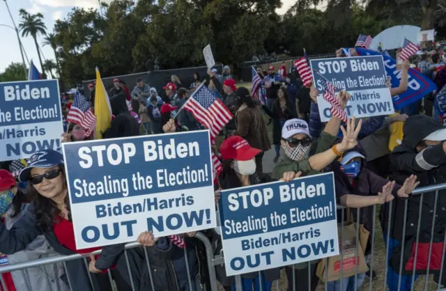 Supporters of President Donald Trump in Los Angeles