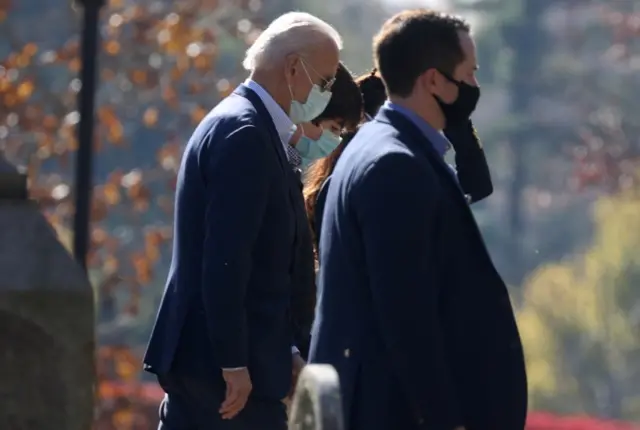 Biden arrives with his family for a church service in Wilmington, Delaware