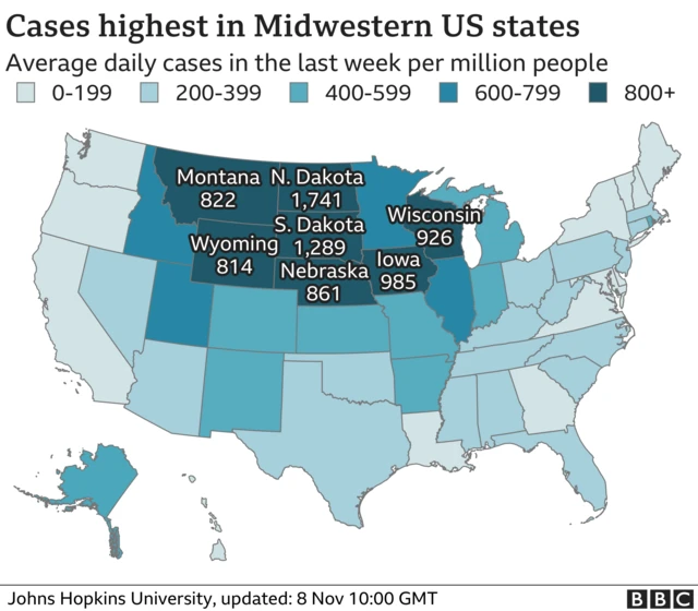 US Covid cases map