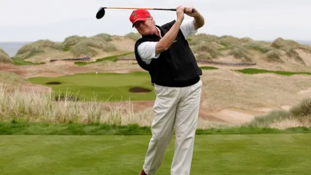 Donald Trump tees off at the opening of his Aberdeenshire golf course in 2012