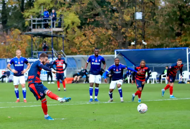 Sam Deadfield scores a penalty