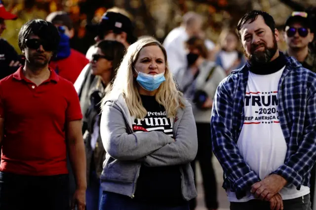 Supporters of U.S. President Donald Trump attend a "Stop the Steal" protest outside the Wisconsin State Capitol