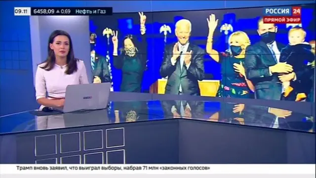 Rossiya 24 reporting news on Biden win