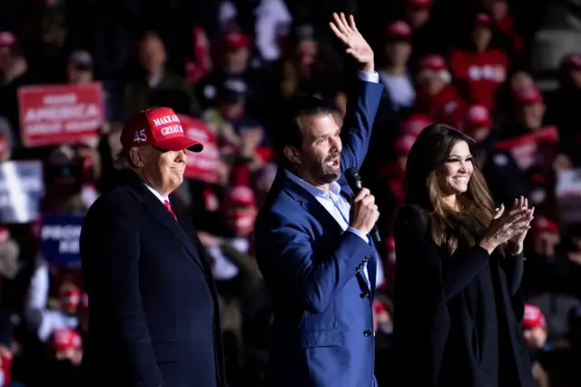 Trump and his son at a rally