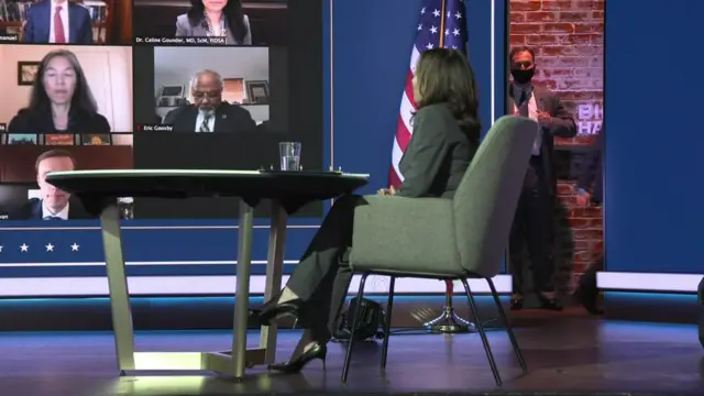 Joe Biden watching a briefing on Zoom from the Covid-19 advisory group