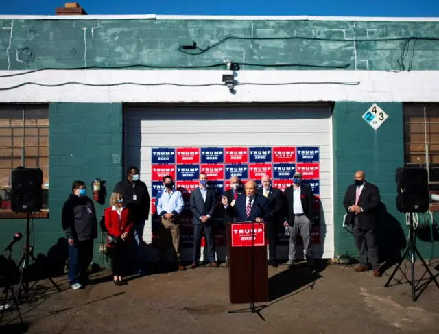 Rudy Giuliani at the Four Seasons Total Landscaping business