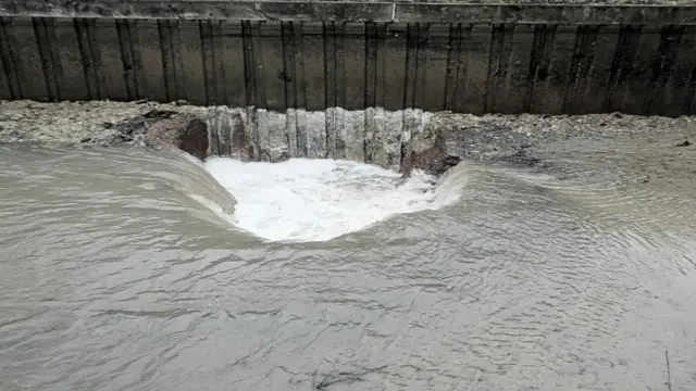 Hole at bed of canal