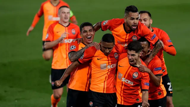 Shakhtar players celebrate