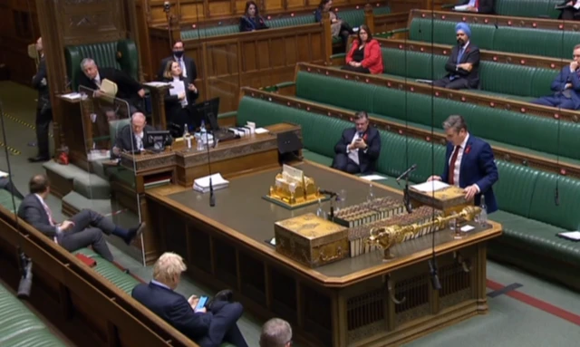 Sir Keir Starmer on his feet in the Commons