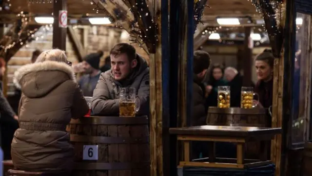 People in a beer garden