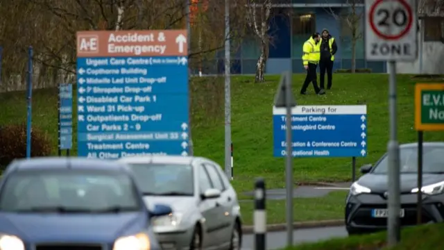 Security patrol the Royal Shrewsbury Hospital, Shropshire.