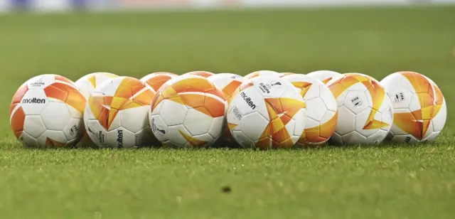 Europa League balls at the Poznan Stadium