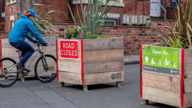 Road closed signs in Leeds