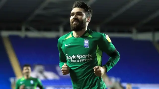 Birmingham City"s Jon Toral celebrates scoring his side"s second goal