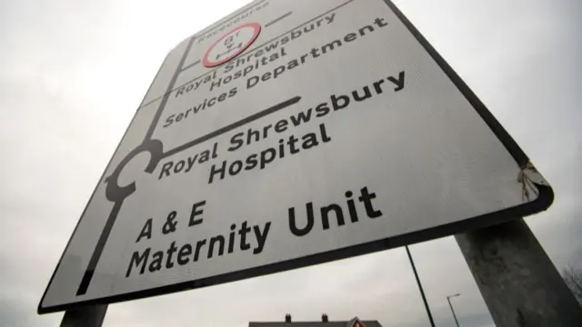 Road signs outside the Royal Shrewsbury Hospital, Shropshire