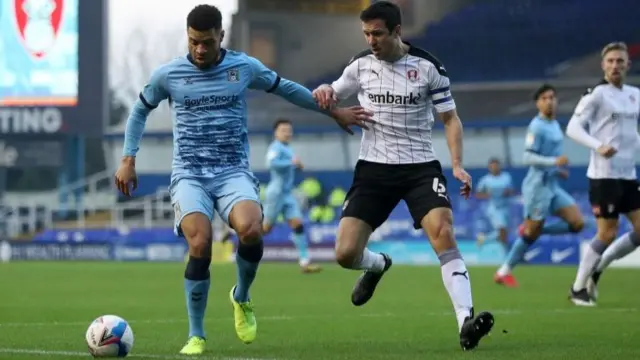 Coventry playing Rotherham at St Andrew's earlier this month in front of no fans