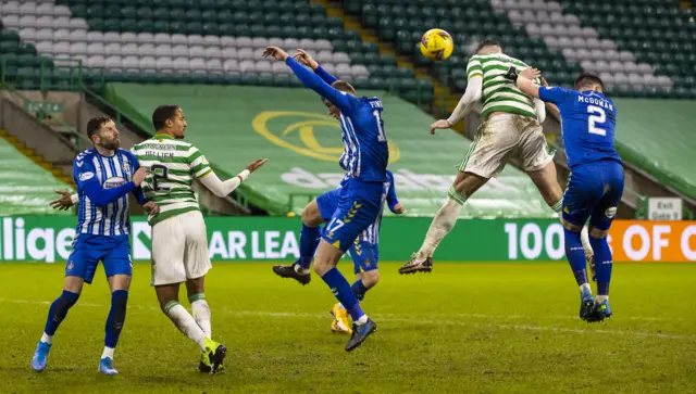 Shane Duffy powers in the second goal for Celtic