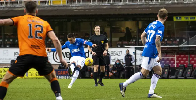 James Tavernier curls a free kick home to make it 1-0