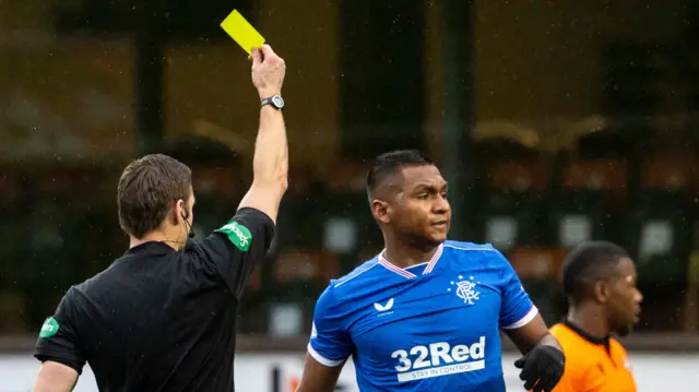 Alfredo Morelos was booked after catching Mark Connolly with an elbow