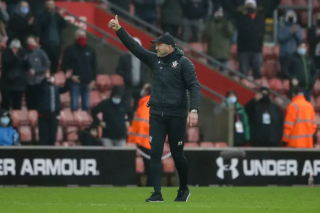 Ralph Hasenhuttl saluting the fans at the final whistle