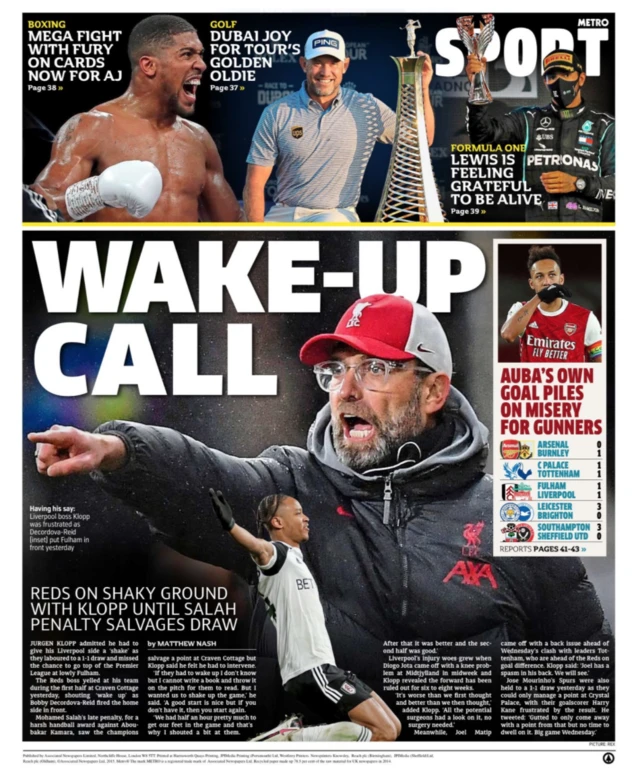 Metro back page