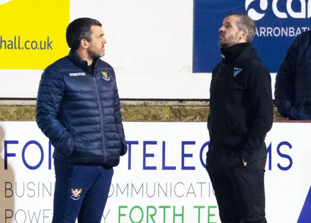 St Johnstone manager Callum Davidson and Dunfermline boss Stevie Crawford