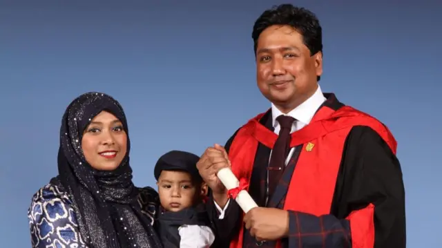 Mr Mohammad Ali with his wife and son