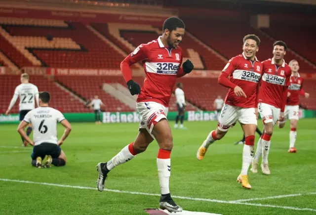 Chuba Akpom celebrates