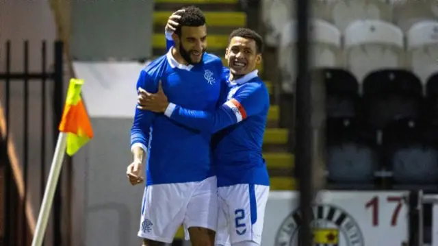 Connor Goldson celebrates with James Tavernier