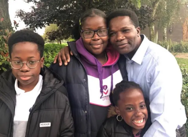 Edson Makwebo with his family