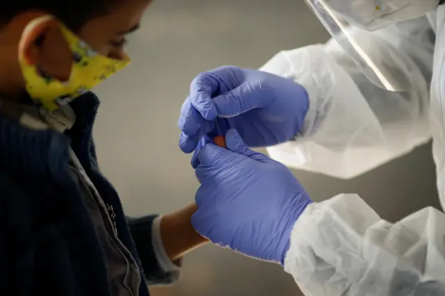 Child receiving Covid test