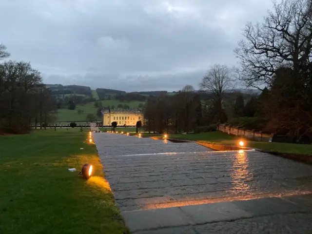 Chatsworth House at dusk