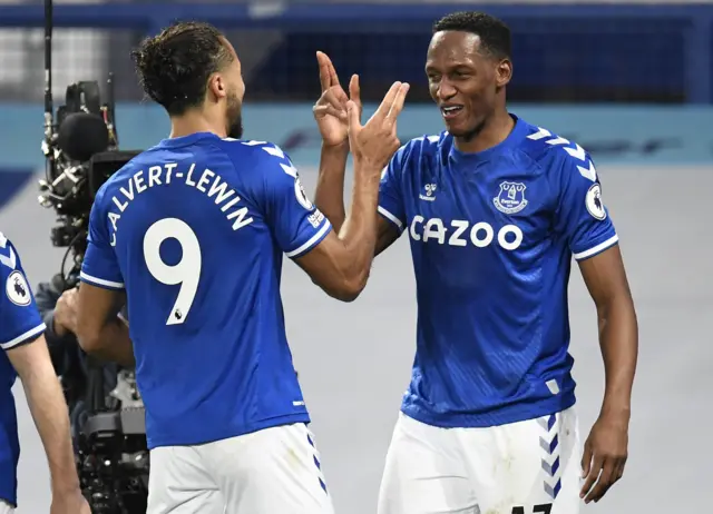 Calvert-Lewin and Mina celebrate