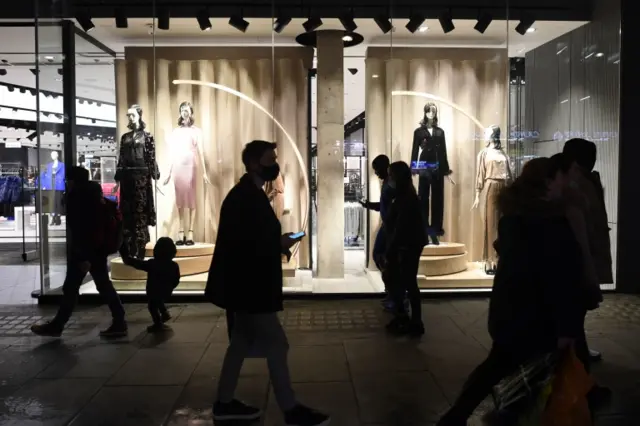 People shopping on Oxford Street in central London