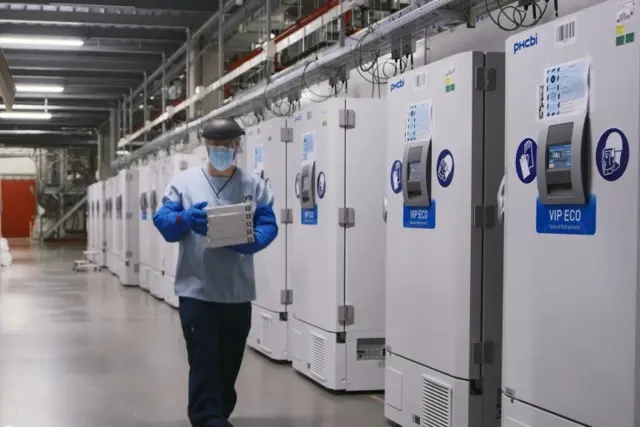 Freezers in Belgium vaccine facility